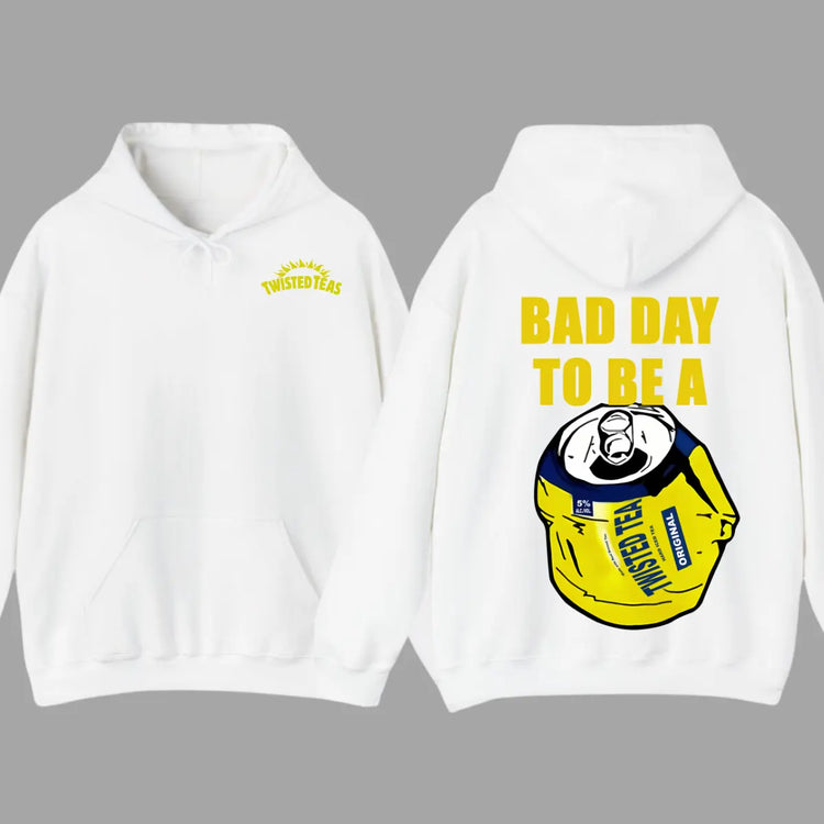 Vintage Bad Day To Be A Twisted Tea 2-Sided Hoodie, Funny Drinking Hoodies, Men's Twisted Tea Hooded, Unisex Drink Tops, Comfort Cotton Casual Menswear, Classic Long Sleeve Pullover